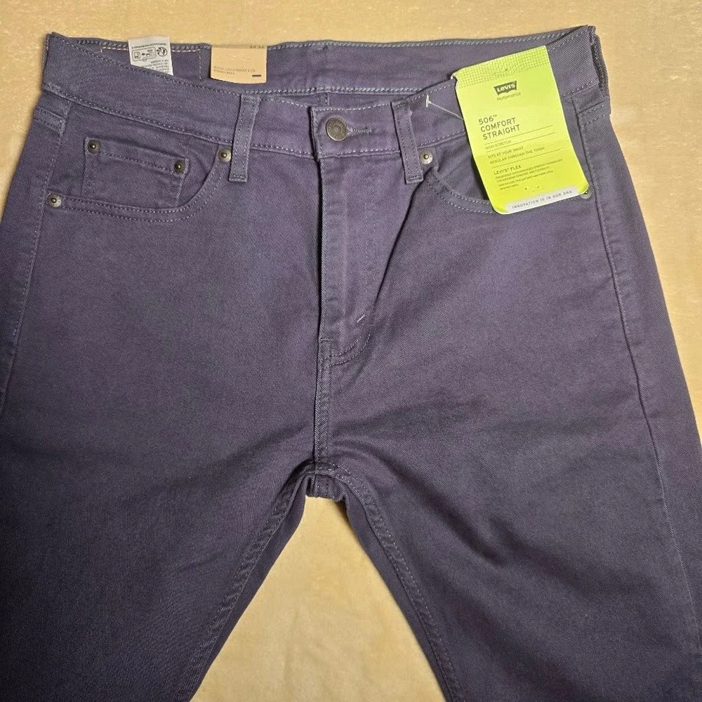 Levis 506 Comfort Straight Gray High Stretch Flex Jeans Mens 30x32 NWT 1126